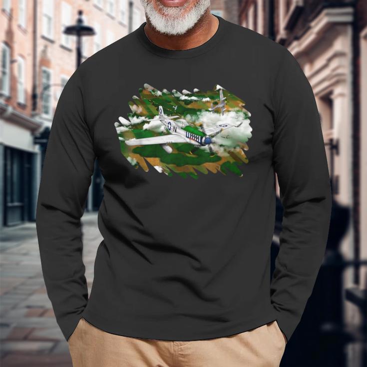 P51 Mustang Vintage Machine Veteran Pilot Long Sleeve T-Shirt Gifts for Old Men