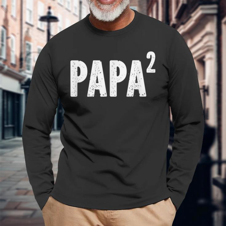 Papa 2 Papa Squared For Grandpa From Granddaughter Grandson Long Sleeve T-Shirt Gifts for Old Men