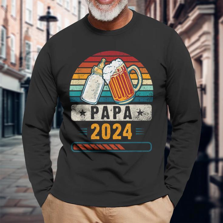 Papa 2024 Babyankündigung Werdender Papa Langarmshirts Geschenke für alte Männer