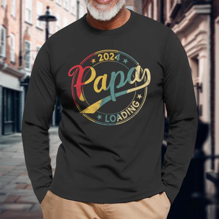 Papa 2024 Laden Papa Werden 2024 Retro Papa Est 2024 Langarmshirts Geschenke für alte Männer