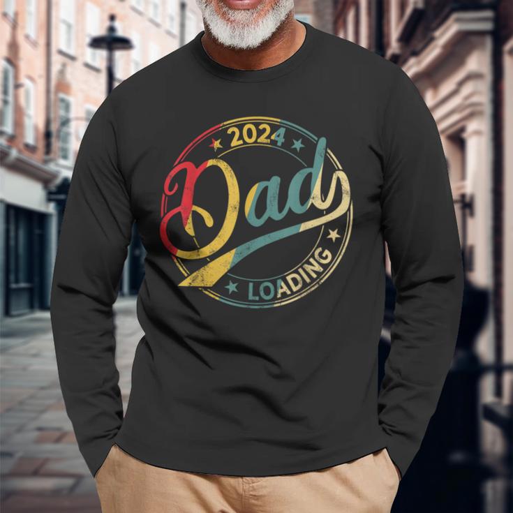 Papa 2024 Wird Geladenater Werden 2024 Retro Dad Est 2024 Langarmshirts Geschenke für alte Männer