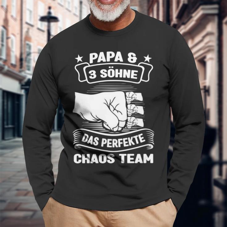 Papa & 3 Söhne Chaos Team Papa 3 Söhne Langarmshirts Geschenke für alte Männer