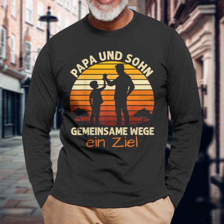 Papa & Sohn Gemeinsame Wege Ein Ziel Papaatertag Geschenke Langarmshirts Geschenke für alte Männer