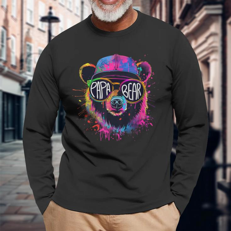Papa Bear Face Sunglasses Papa Bear Lover Father's Day Long Sleeve T-Shirt Gifts for Old Men