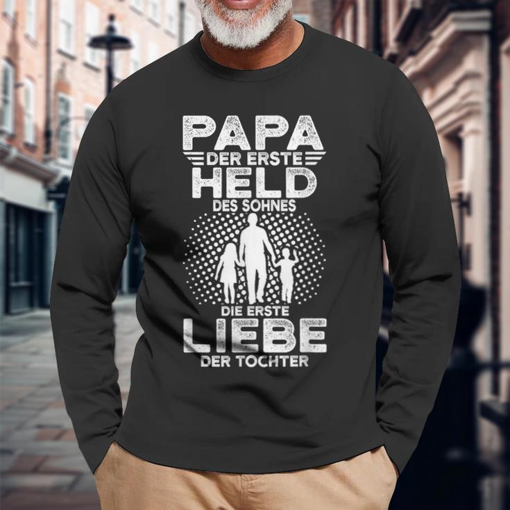 Papa Erster Held Des Shnes Ersten Liebe Der Tochter Langarmshirts Geschenke für alte Männer