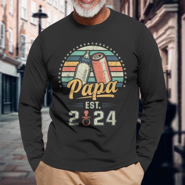 Papa Est 2024 Ersteratertag Frischgebackener Papa Langarmshirts Geschenke für alte Männer