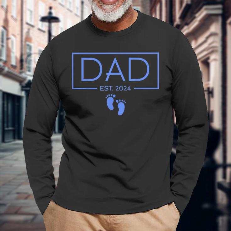 Papa Established Est 2024 Junge Neugeborener Herren Neuer Papa Langarmshirts Geschenke für alte Männer