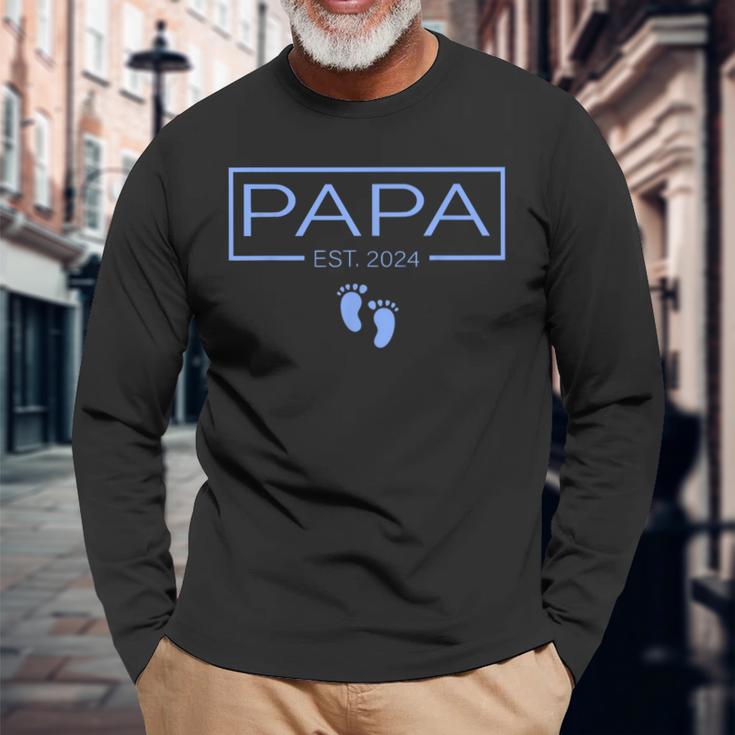 Papa Established Est 2024 Junge Neugeborener Herren Neuer Opa Langarmshirts Geschenke für alte Männer