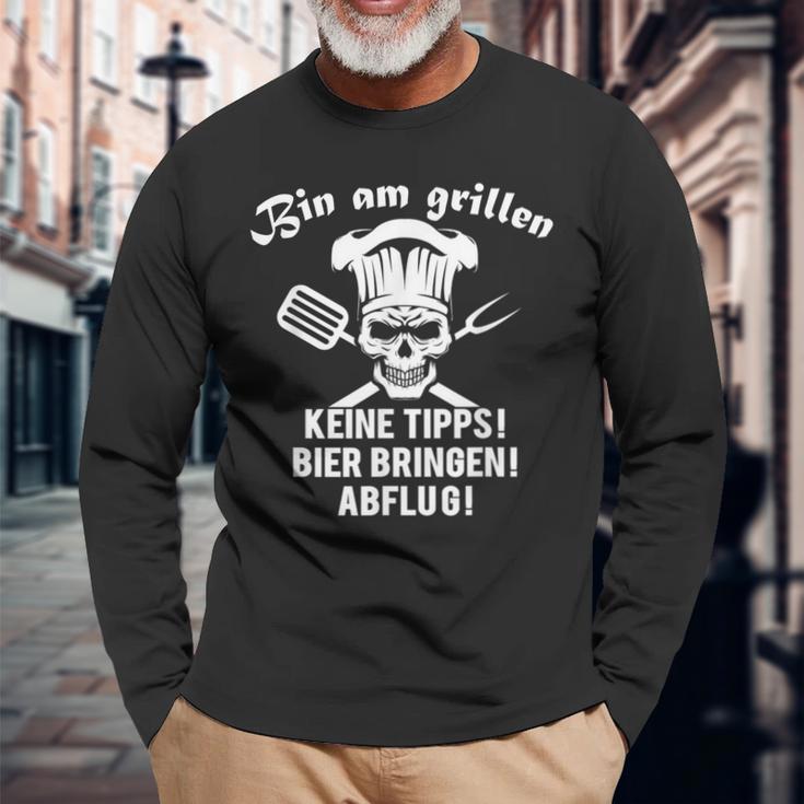 Papa Grillt Bin Am Grillen Grill Professional Langarmshirts Geschenke für alte Männer