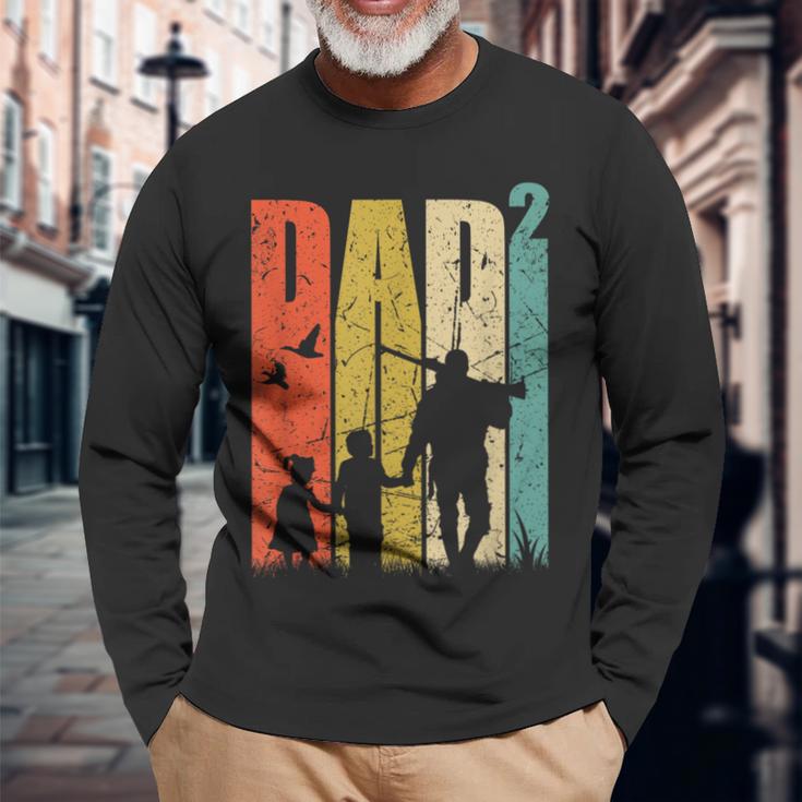 Papa Hoch 2 Langarmshirts für Zweifach-Väter, Jäger-Motiv Geschenke für alte Männer