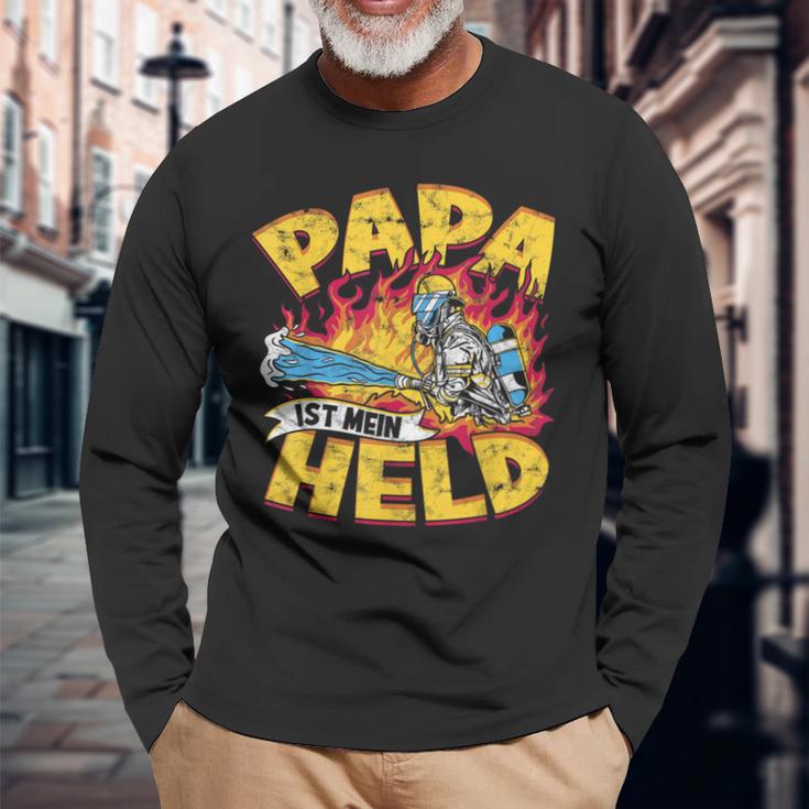 Papa Ist Mein Held Firemanoluntige Fire Brigade Langarmshirts Geschenke für alte Männer