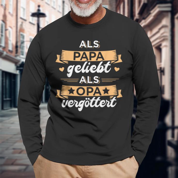 Papa Liebt Opaergöttert Zumatertag German Langu Langarmshirts Geschenke für alte Männer