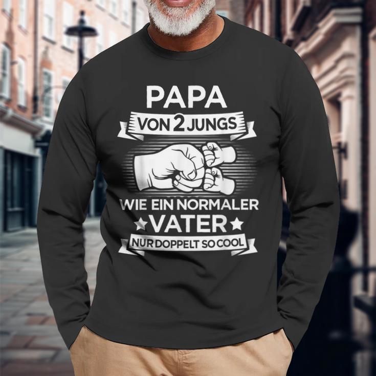 Papa Zwei Jungs Für Zweifachenateron 2 Söhnenatertag Langarmshirts Geschenke für alte Männer