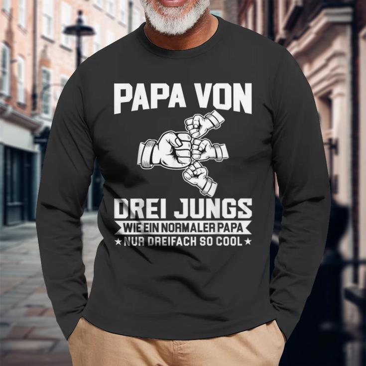 With Papaon Drei Jungs Wie Papa German Langarmshirts Geschenke für alte Männer