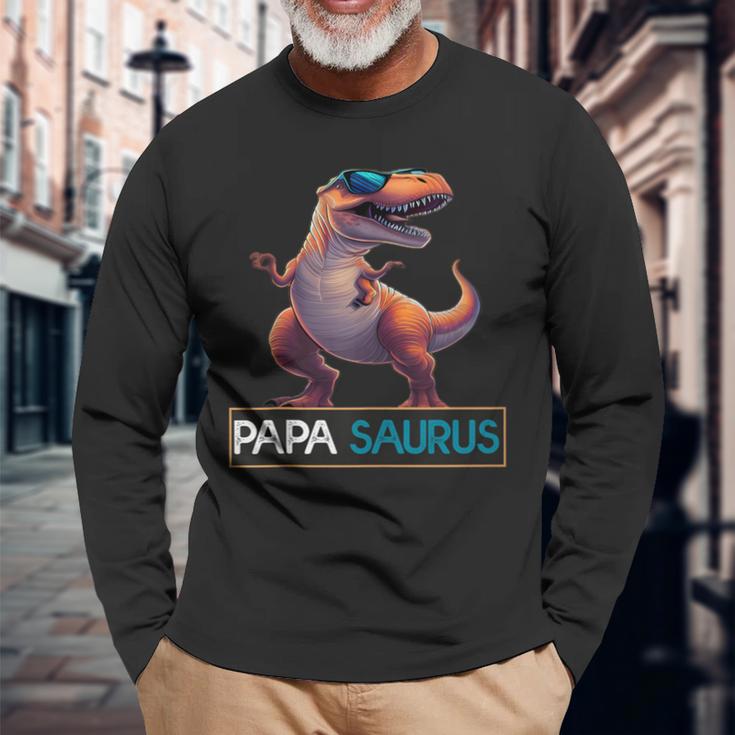 Papasaurus Dinosaurier Geburtstag Papa Saurus T-Rexatertag Langarmshirts Geschenke für alte Männer