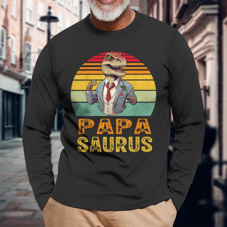 Papasaurus Papaatertag Bester Papa T-Rex Papaatertag Langarmshirts Geschenke für alte Männer