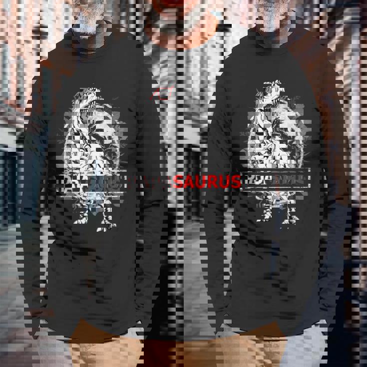 PapasaurusRex Papa Saurus Dinosaur Grandpa Dino Camiseta de manga larga Regalos para ancianos