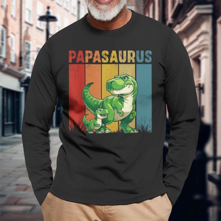 Papasaurusatertag Bester Papa T-Rex Papa Langarmshirts Geschenke für alte Männer