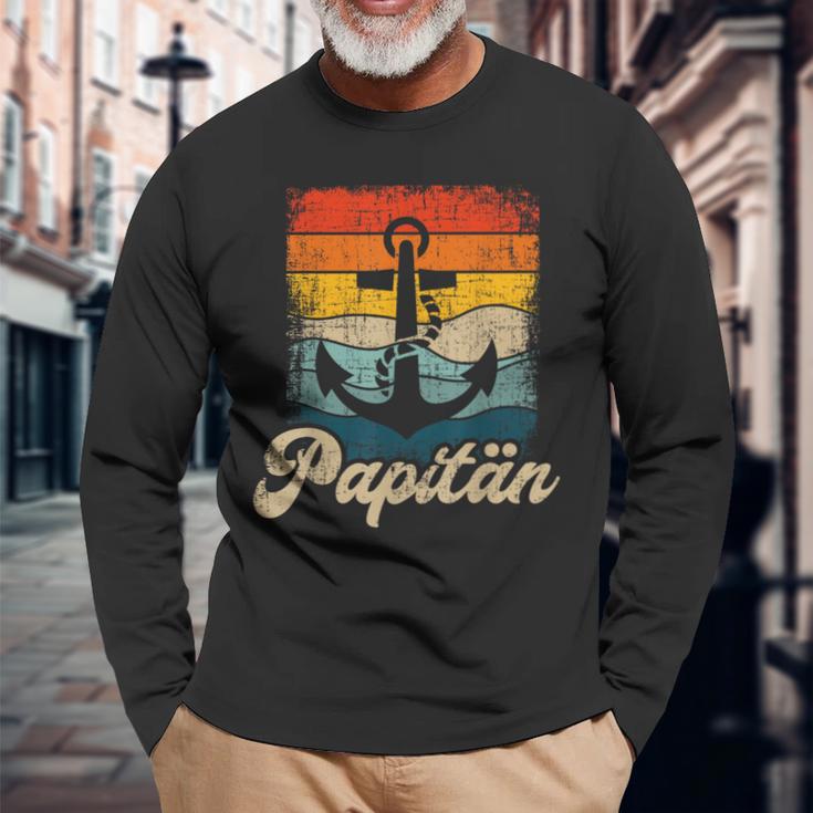 Papitän Retro Für Papa Zumatertag Geburtstag Weihnachten Langarmshirts Geschenke für alte Männer