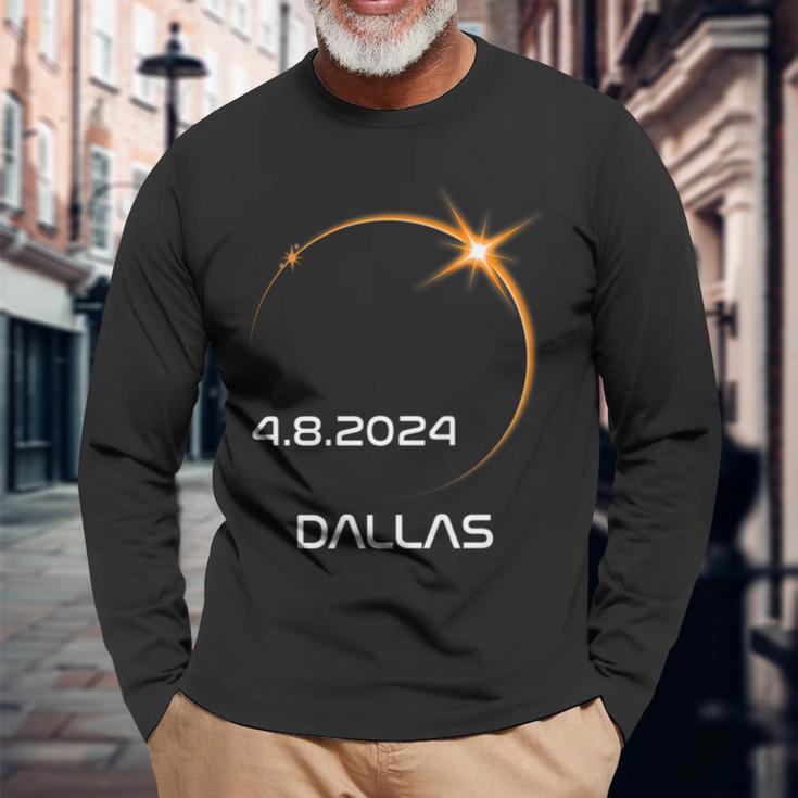 Path Of Totality America Total Solar Eclipse 2024 Dallas Long Sleeve T-Shirt Gifts for Old Men