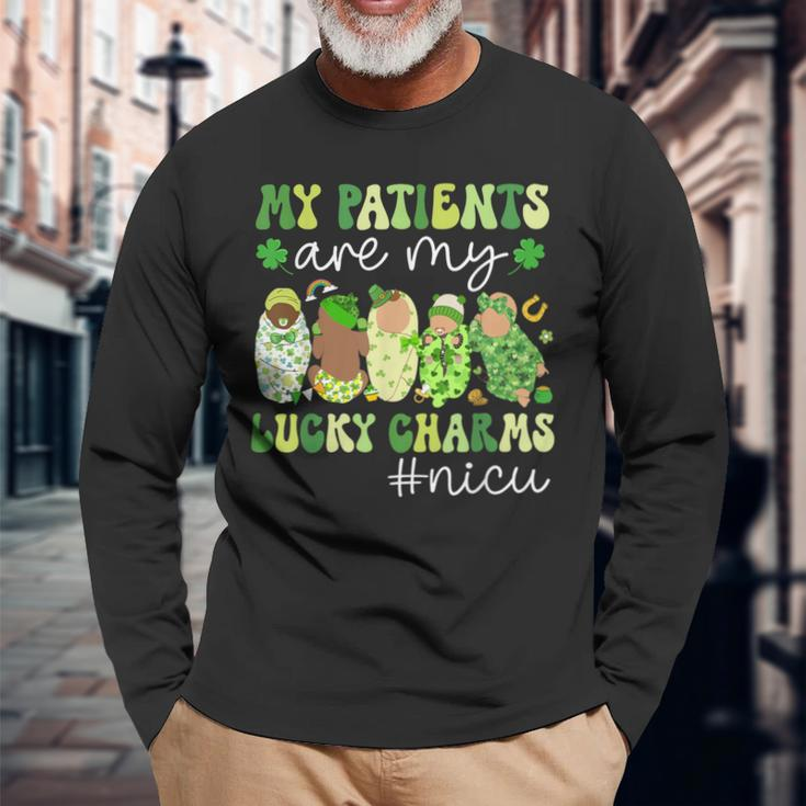 My Patients Are My Lucky Charms Nicu St Patrick's Day Long Sleeve T-Shirt Gifts for Old Men