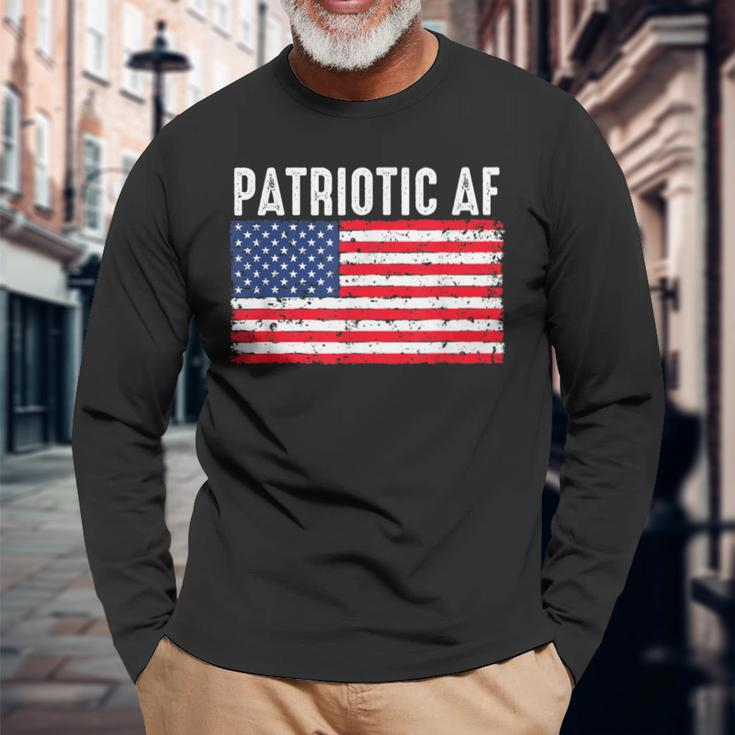 Patriotic Af American Flag Heart 4Th Of July Usa Pride Long Sleeve T-Shirt Gifts for Old Men