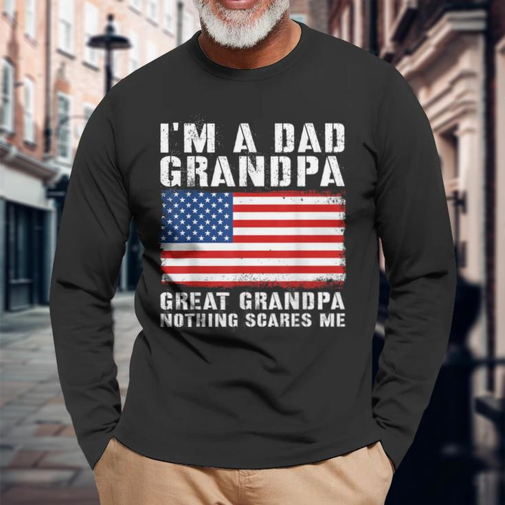 Patriotic American Flag Dad Grandpa Great Grandpa Graphic Long Sleeve T-Shirt Gifts for Old Men