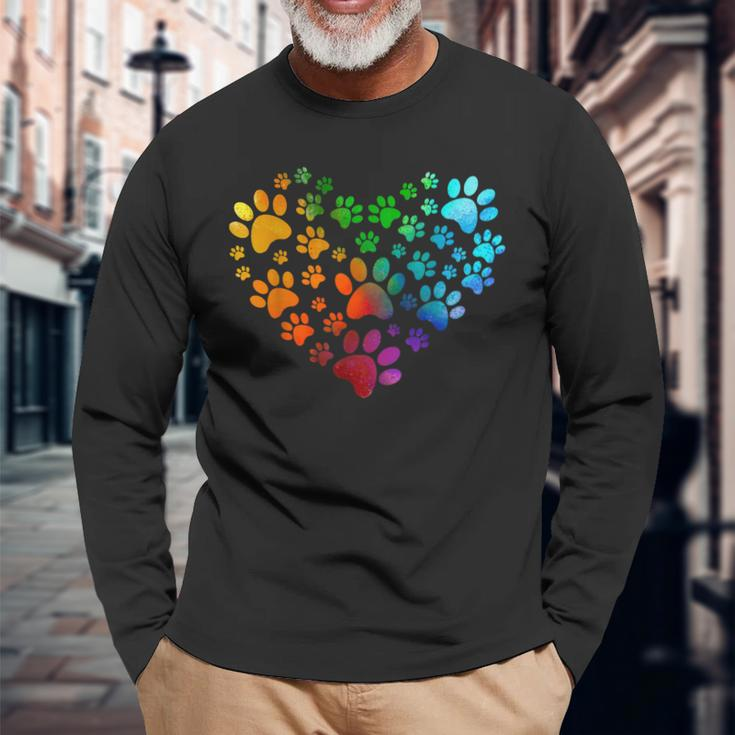 Paw Heart Paw Print Dog Heart Dog Accessory Long Sleeve T-Shirt Gifts for Old Men