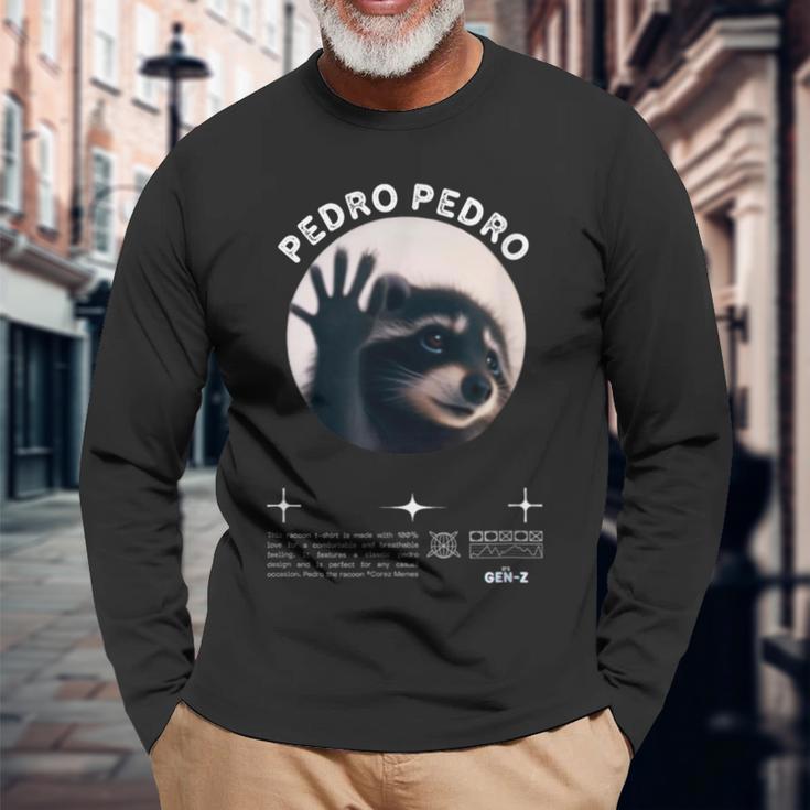 Pedro Pedro Pedro Dancing Racoon Meme Langarmshirts Geschenke für alte Männer