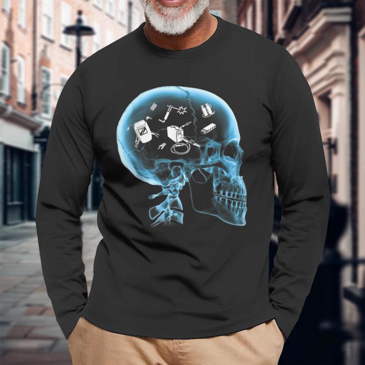 Perfect Welder Tools Gear In My Brain Skull X-Ray Head Long Sleeve T-Shirt Gifts for Old Men