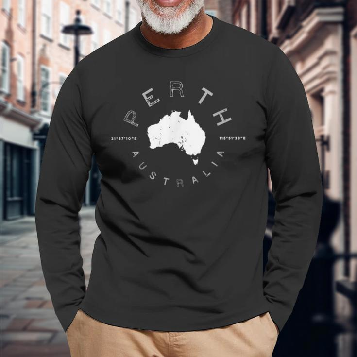 Perth Australia Retro Vintage Graphic Long Sleeve T-Shirt Gifts for Old Men
