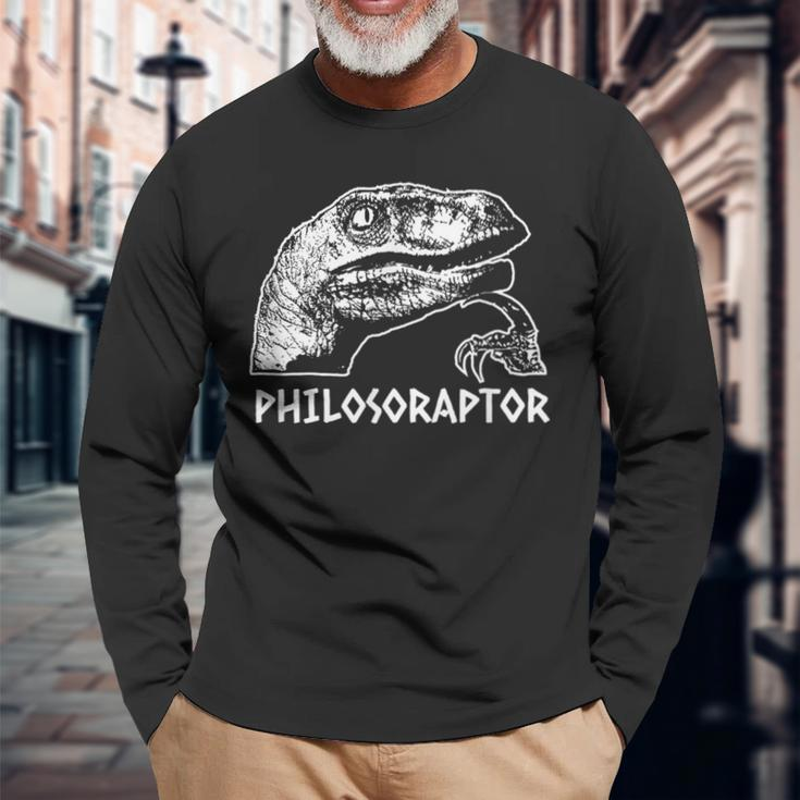 Philosoraptor Meme Philosophy Dinosaur Langarmshirts Geschenke für alte Männer