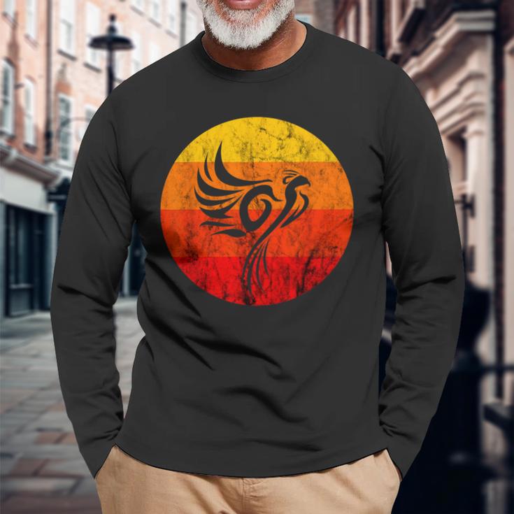 Phoenix Rising Fire Rebirth Fire Bird Vintage Retro Sunset Long Sleeve T-Shirt Gifts for Old Men