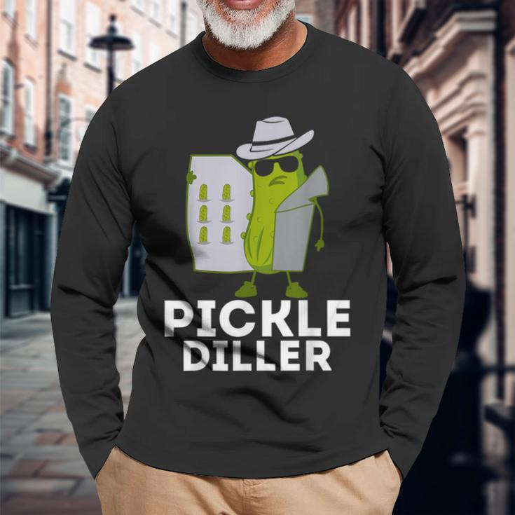 Pickle Diller Dill Pickle Pun Pickle Lover Cucumber Long Sleeve T-Shirt Gifts for Old Men