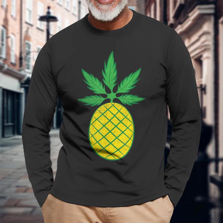 Pineapple Weed Cannabis Marijuana Stoner Long Sleeve T-Shirt Gifts for Old Men