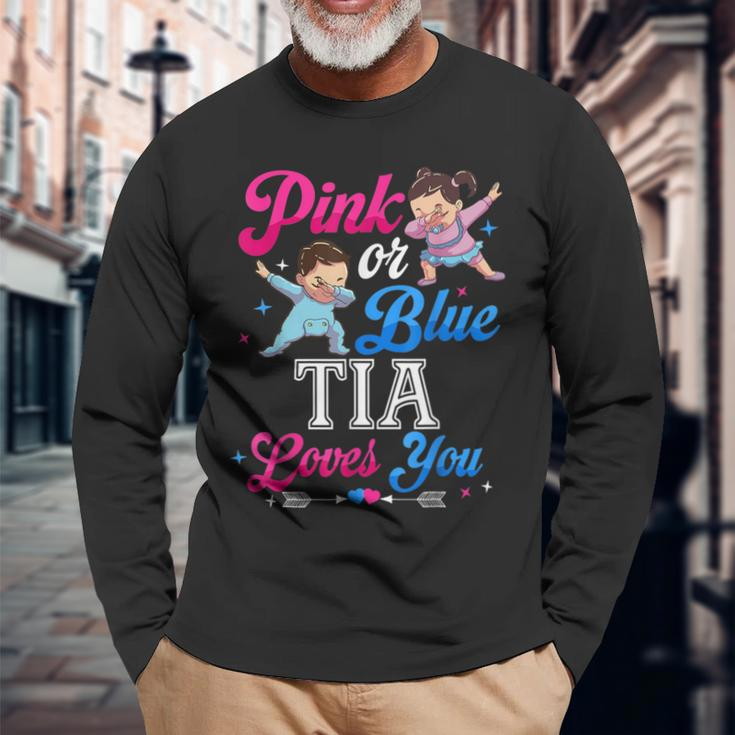 Pink Or Blue Tia Loves You Baby Gender Reveal Party Long Sleeve T-Shirt Gifts for Old Men