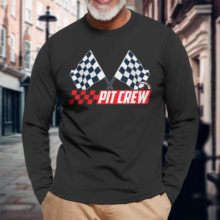 Pit Crew Race Car Hosting Parties Racing Party Long Sleeve T-Shirt Gifts for Old Men
