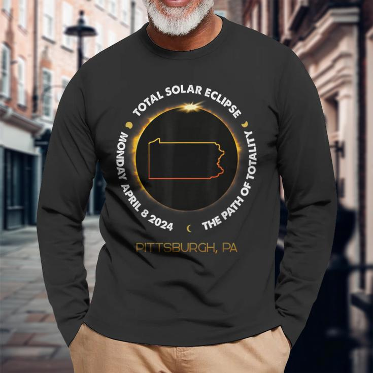 Pittsburgh Pennsylvania Total Solar Eclipse 2024 Long Sleeve T-Shirt Gifts for Old Men