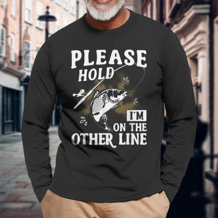 Fishing T shirt Please Hold I'm On The Other Line Funny Fishing T