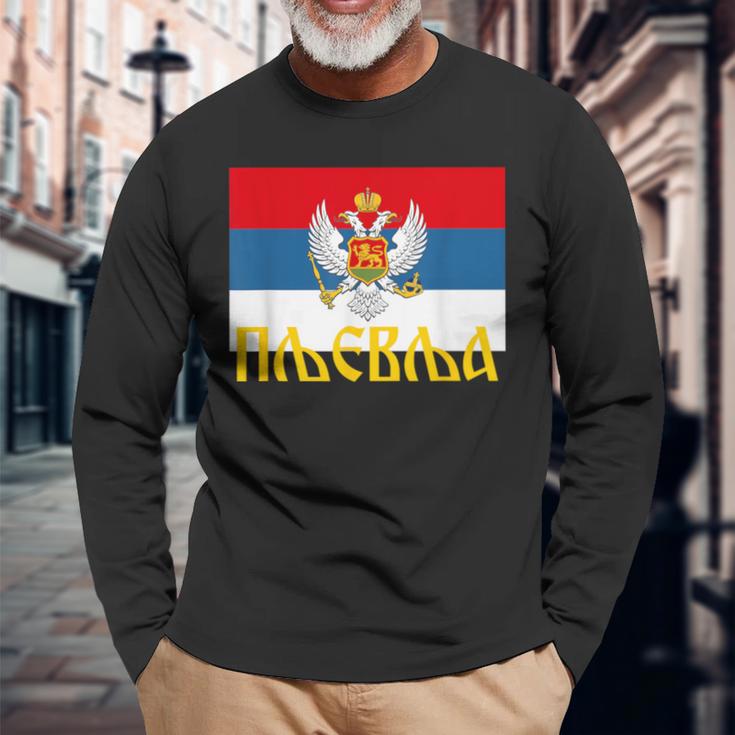 Pljevlja Srpska Crna Gora Njegos Petrovic Trobojka Cg Langarmshirts Geschenke für alte Männer