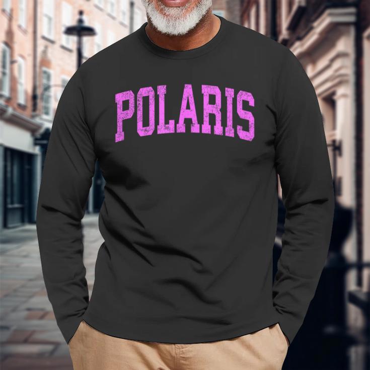 Polaris Montana Mt Vintage Athletic Sports Pink Long Sleeve T-Shirt Gifts for Old Men