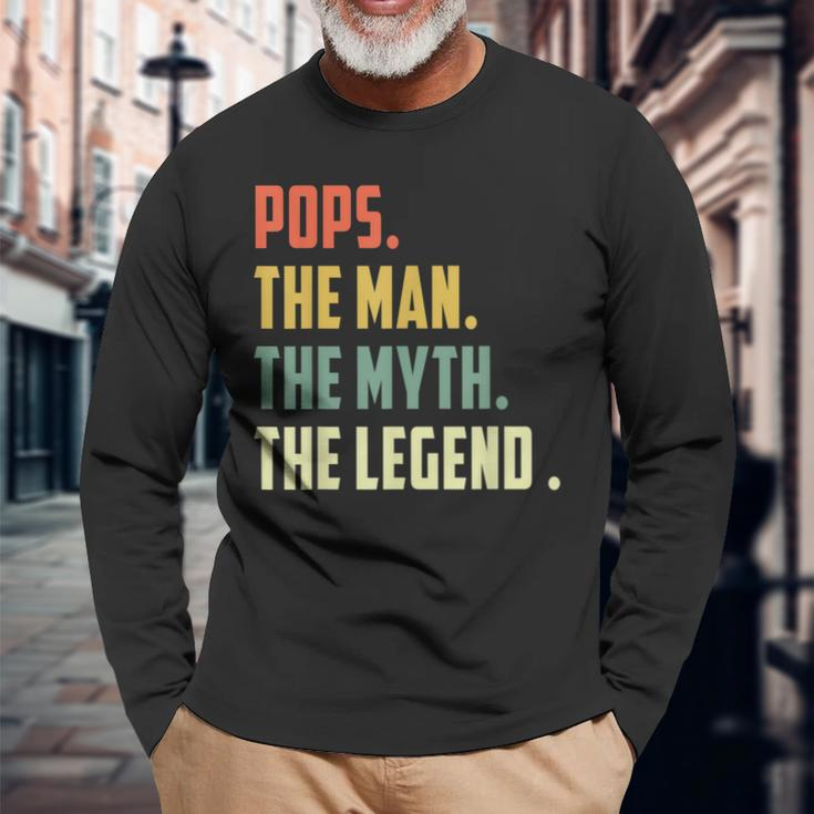 Pops The Man The Myth The Legend Father's Day Long Sleeve T-Shirt Gifts for Old Men