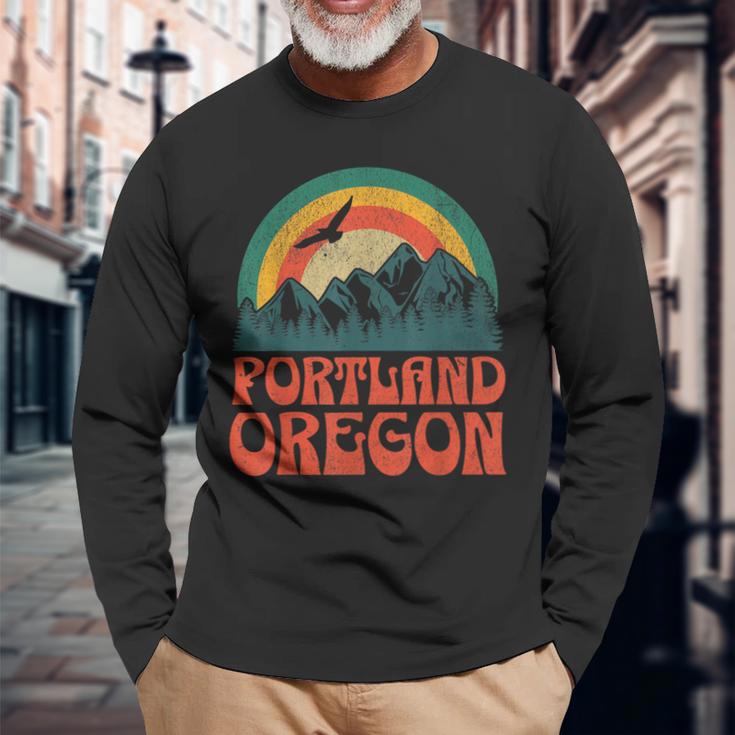 Portland Oregon Blue Langarmshirts Geschenke für alte Männer