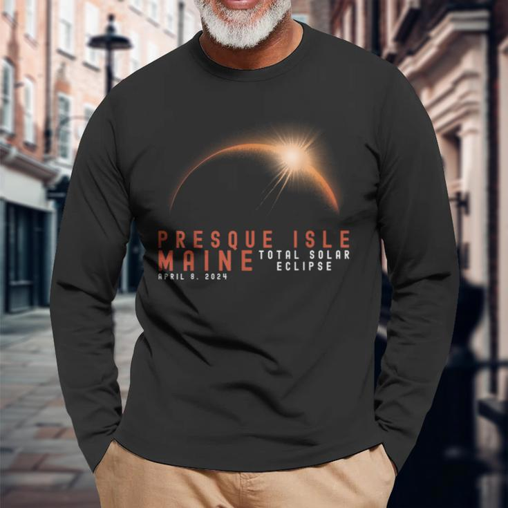 Presque Isle Maine Eclipse Solar Total April 8 2024 Eclipse Long Sleeve T-Shirt Gifts for Old Men