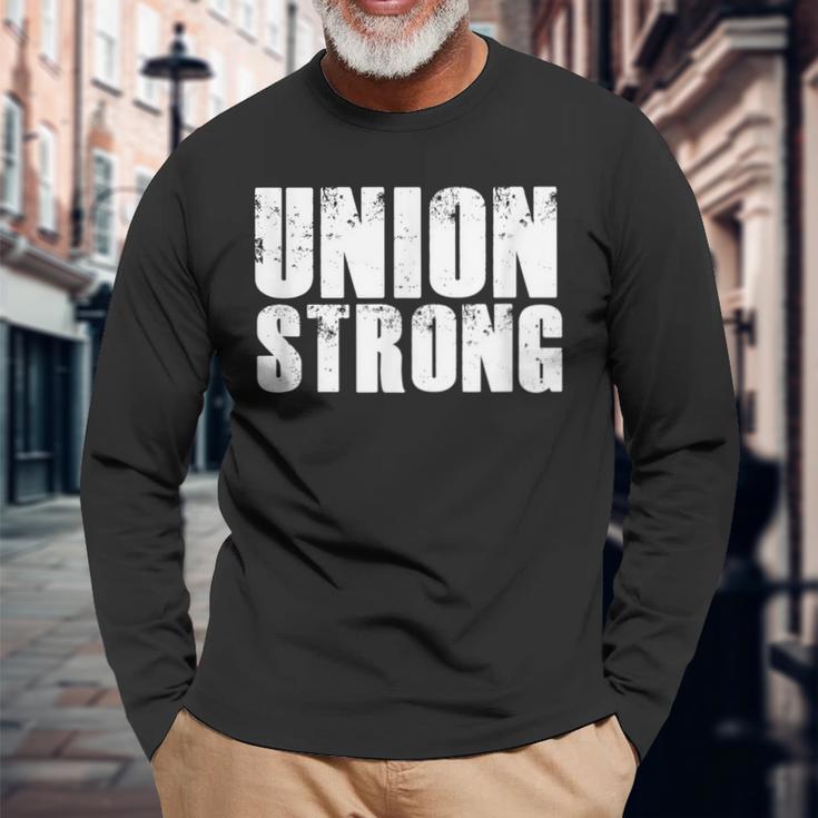 Pro Union Strong Blue Collar Worker Labor Day Papa Long Sleeve T-Shirt Gifts for Old Men