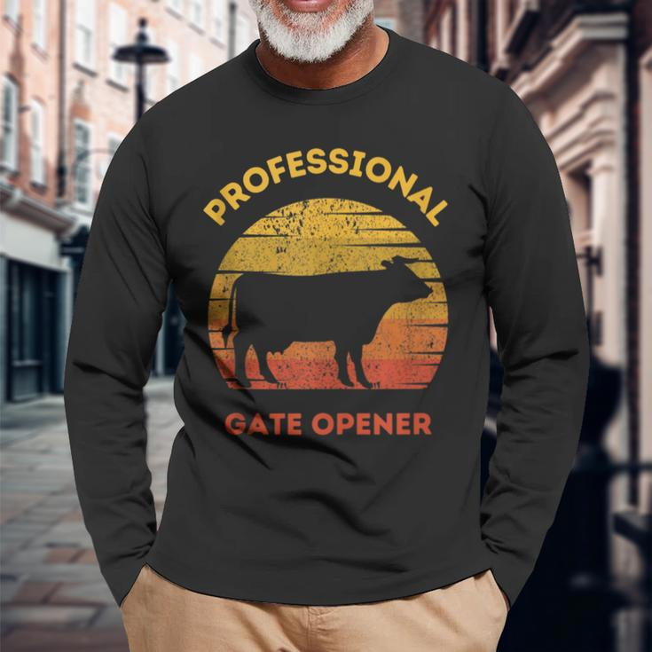 Professional Gate Opener Farmer Cool Cows Long Sleeve T-Shirt Gifts for Old Men
