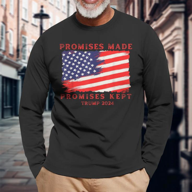 Promises Made Promises Kept Vote Trump 2024 Long Sleeve T-Shirt Gifts for Old Men