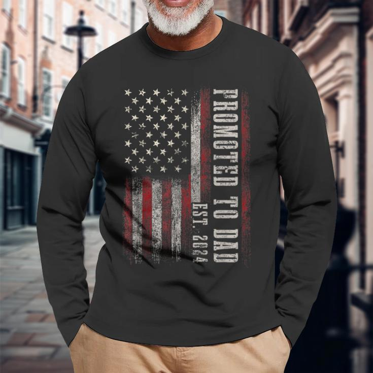 Promoted To Dad Est 2024 New Daddy Expect Baby Father's Day Long Sleeve T-Shirt Gifts for Old Men