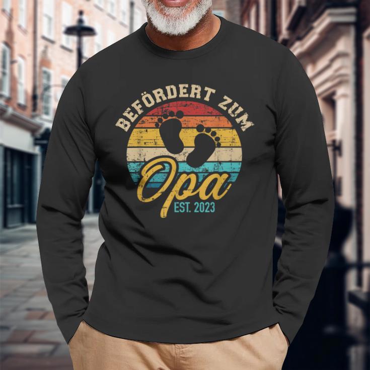 Promoted To Grandpa 2023 Vintage Retro Langarmshirts Geschenke für alte Männer