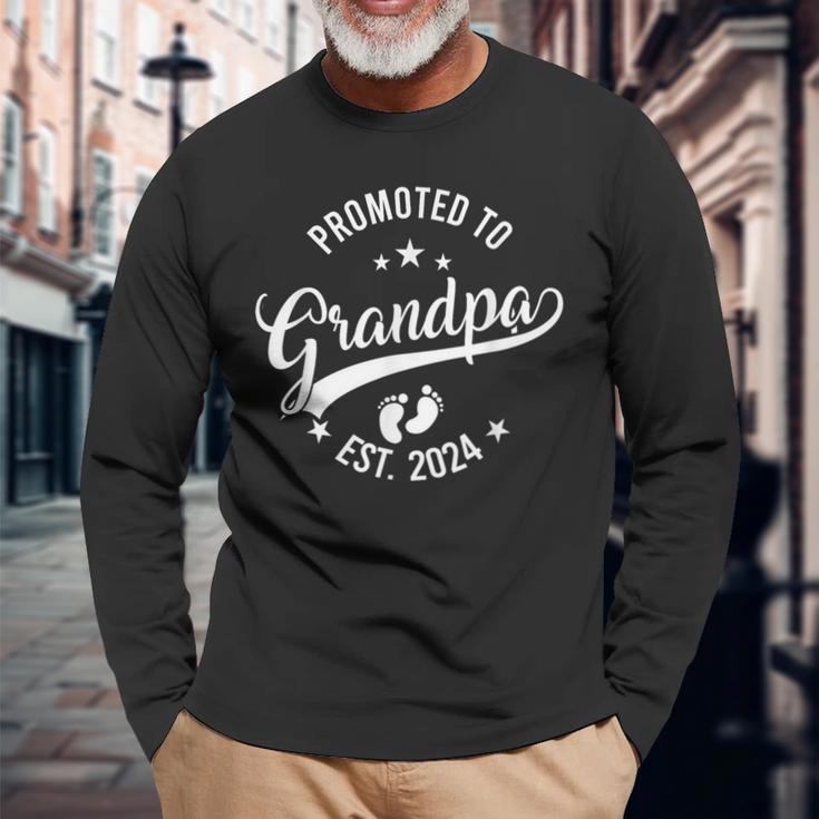 Promoted To Grandpa Est 2024 Fathers Day New Grandpa Long Sleeve T-Shirt Gifts for Old Men